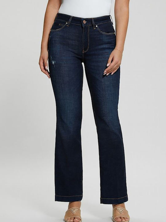 Guess Sexy Boot High Waist Women's Jean Trousers in Straight Line DenimBlue