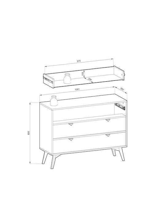 Wooden Forest Bedroom Chest of Drawers With 3 Drawers Beige 106x38x81cm