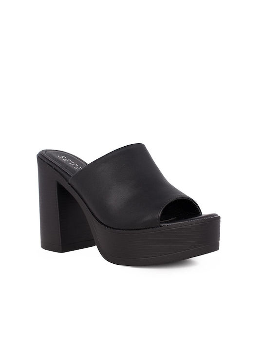 Seven Heel Mules Black