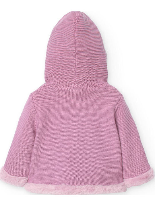 Kinderstrickjacke Gestrickt mit Kapuze Rosa