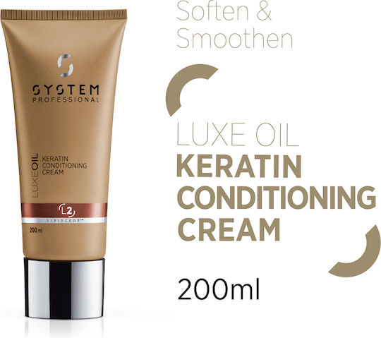 System Professional Fibra Luxeoil Keratin Conditioning Cream Conditioner Reconstruction/Nourishment for All Hair Types 200ml