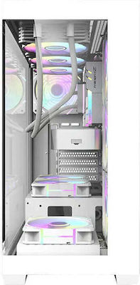 Darkflash DS900 + 7 ARGB Fans Gaming Midi Tower Computer Case with Window Panel White