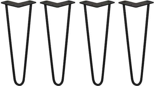 4 X 14" Hairpin Legs 2 Prong 10mm Black