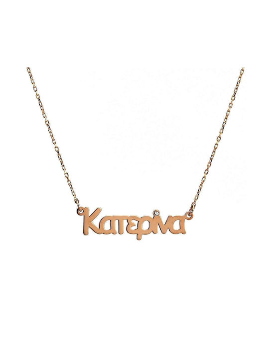 Goldsmith Necklace Name from Pink Gold Plated Silver