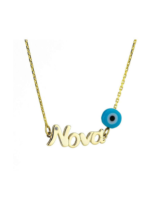 Goldsmith Necklace Eye from Gold Plated Silver with Zircon