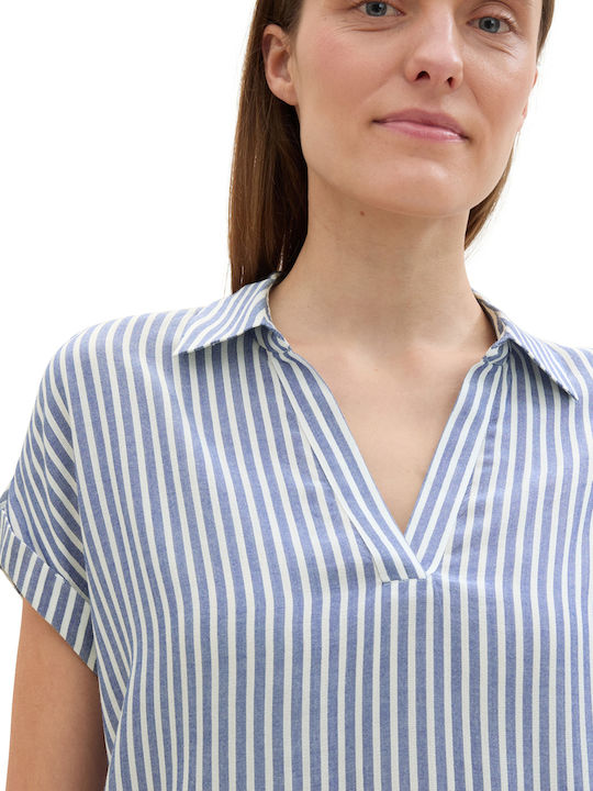 Tom Tailor Women's Striped Long Sleeve Shirt Royal Blue