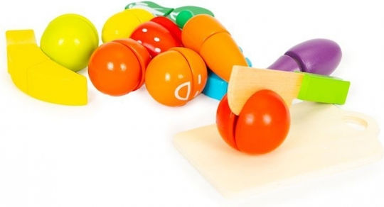 Ecotoys Joc cu fructe și legume din lemn 13buc