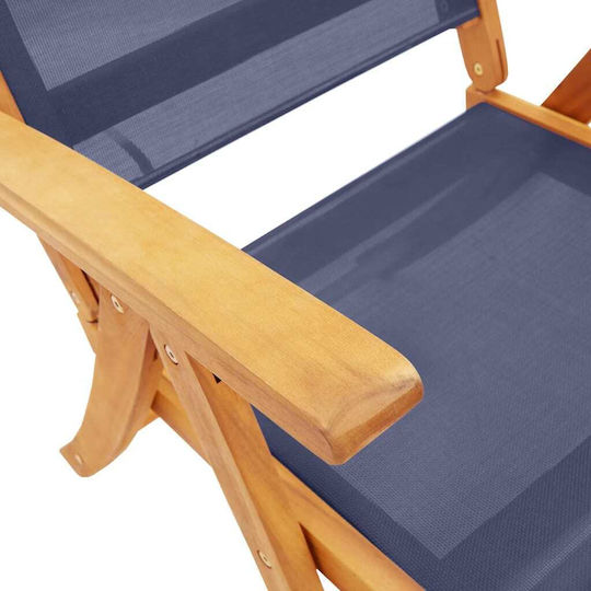 Garten- und Outdoor-Möbelset für Speisesaal 9 Stück Blau mit Sonnenschirmhalter