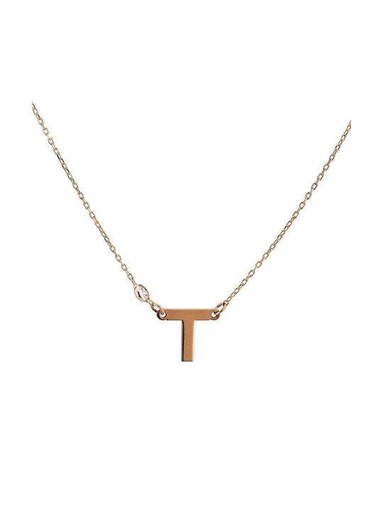 Goldsmith Necklace Monogram from Gold Plated Silver with Zircon