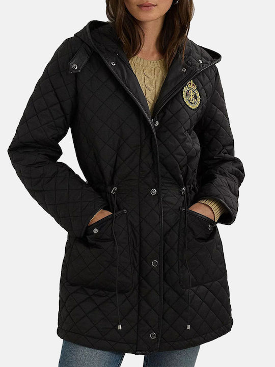 Ralph Lauren Women's Short Puffer Jacket for Winter with Hood Black