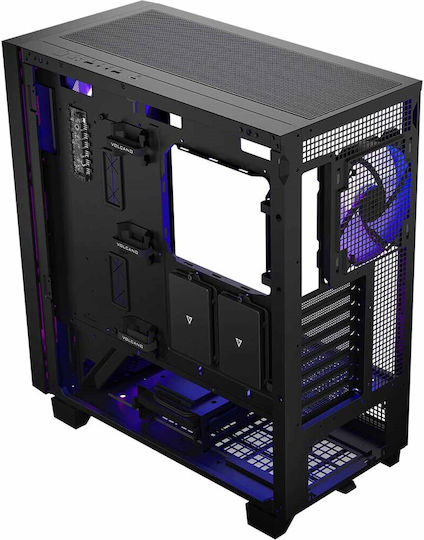Modecom Volcano Perun Apex Gaming Midi Tower Κουτί Υπολογιστή με Πλαϊνό Παράθυρο και RGB Φωτισμό Μαύρο