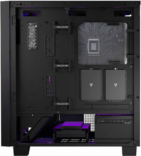 Modecom Volcano Perun Apex Gaming Midi Tower Κουτί Υπολογιστή με Πλαϊνό Παράθυρο και RGB Φωτισμό Μαύρο