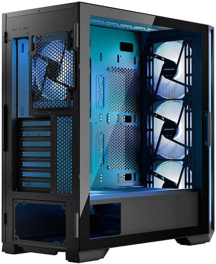 Modecom Horizon Flow Геймърско Midi Tower Компютърна Кутия със Страничен Прозорец и RGB Осветление Черна
