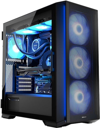 Modecom Horizon Flow Геймърско Midi Tower Компютърна Кутия със Страничен Прозорец и RGB Осветление Черна