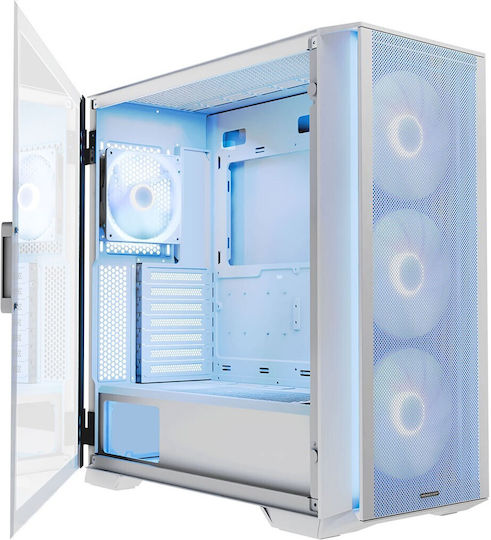 Modecom Horizon Flow Gaming Middle Tower Carcasă PC cu Deschidere Laterală și Sistem Iluminare RGB Albă