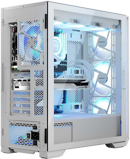 Modecom Horizon Flow Gaming Middle Tower Carcasă PC cu Deschidere Laterală și Sistem Iluminare RGB Albă