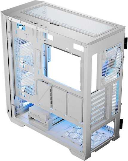Modecom Horizon Flow Gaming Middle Tower Carcasă PC cu Deschidere Laterală și Sistem Iluminare RGB Albă