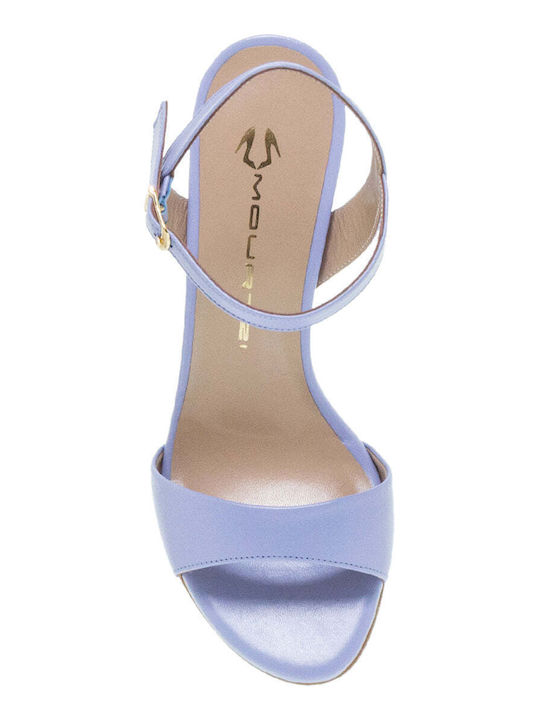 Mourtzi Leather Women's Sandals with Ankle Strap Lavender