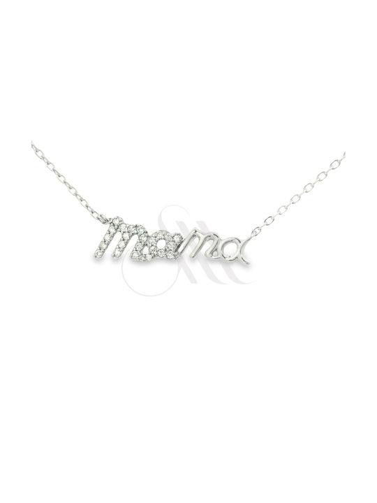 Necklace Mum from Silver with Zircon