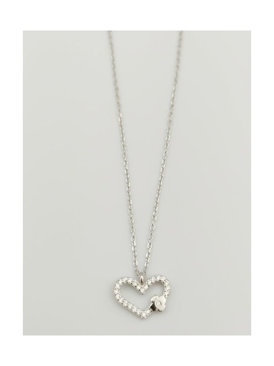 Necklace with design Heart from Silver with Zircon