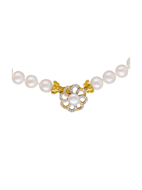 Necklace 14K Gold Clasp Pearls Zircon F125495