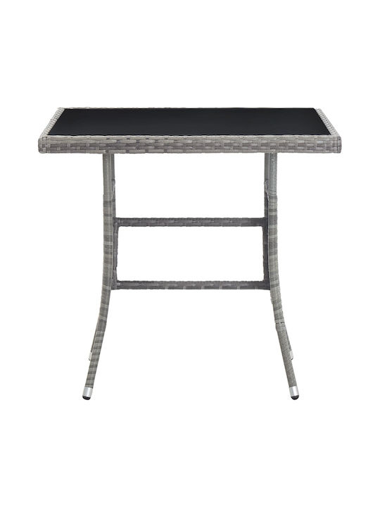 Outdoor Dinner Free Standing Rattan Table Natural 80x80x74cm