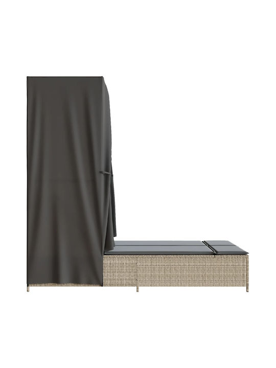 Ξαπλώστρα Διπλή Rattan με Μαξιλάρι & Σκίαστρο Γκρι 100x197εκ.