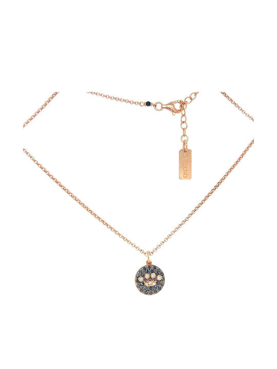 Xryseio Halskette Mit Plan Tiara Aus Rosa Vergoldetem Silber Mit Zirkon Schwarz