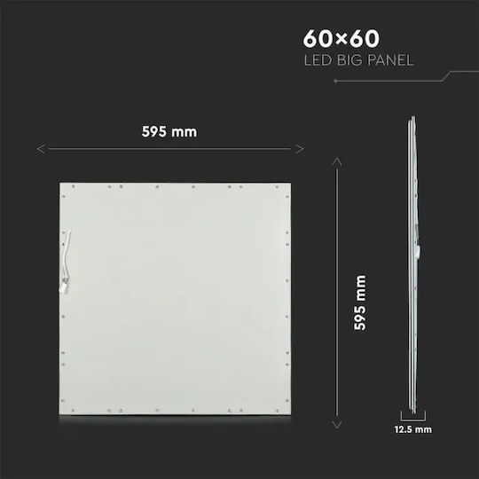 V-TAC Τετράγωνο LED Panel 40W με Φυσικό Λευκό Φως 4500K 60x60εκ.