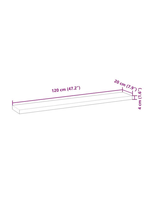vidaXL Rechteckig Bücherregal aus Massivholz Acacia 120x20x4cm 3279431 1Stück