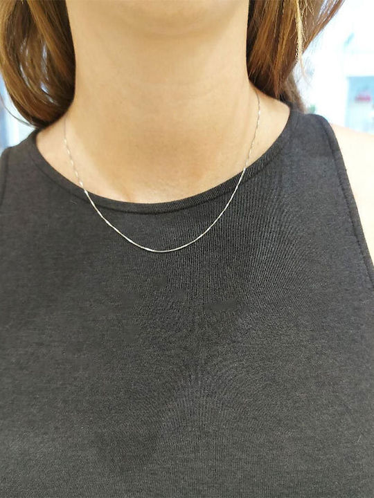 Venetianerkette massiv mit Diamantschliff aus feinem Weißgold 14 Karat, 42cm Venetianerkette massiv mit Diamantschliff aus feinem Weißgold 14 Karat, 42cm