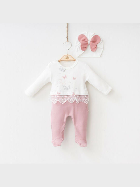 Baby Bodysuit Set Long-Sleeved Pink