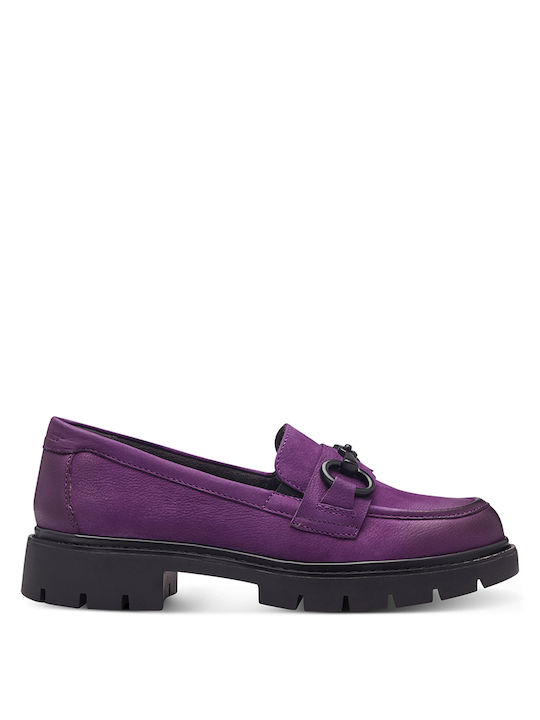 Tamaris Comfort Leather Women's Moccasins in Purple Color