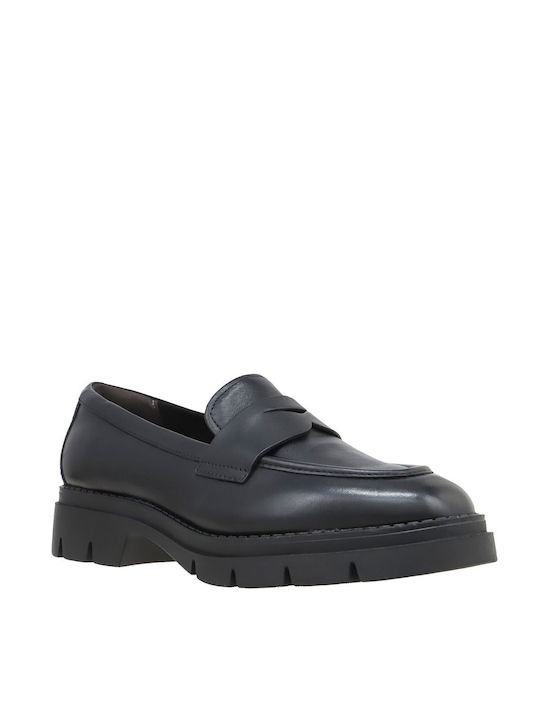 Tamaris Leather Women's Loafers in Black Color