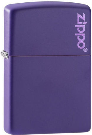 Zippo Класическа Матирана Лого Ветроустойчива Запалка с Пламък в Лилав Цвят