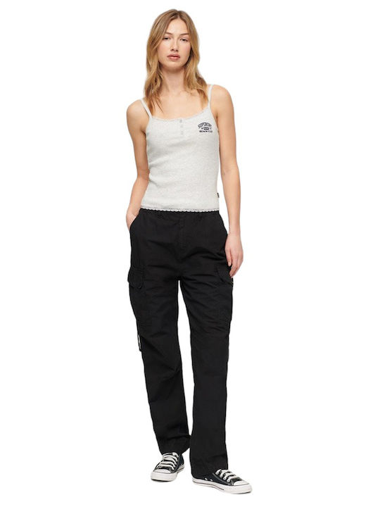 Women's Fabric Cargo Trousers Black