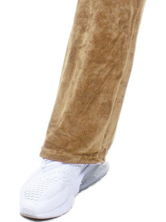 High Waist Sweatpants Wide Velvet Brown