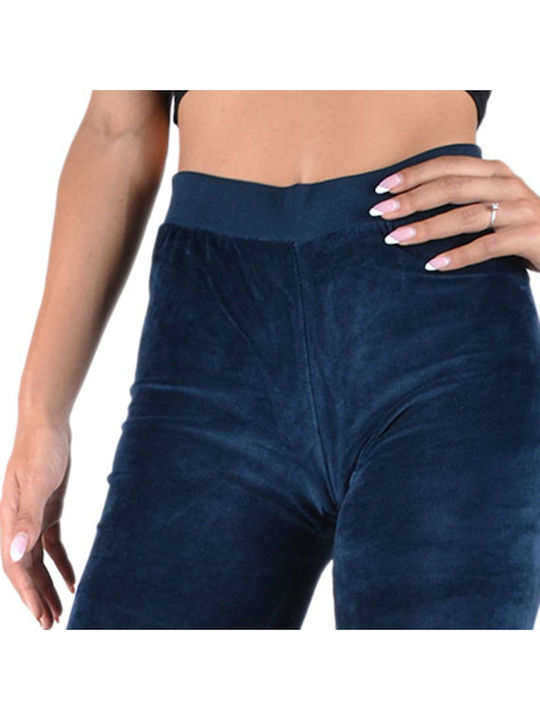 High Waist Sweatpants Wide Velvet Blue