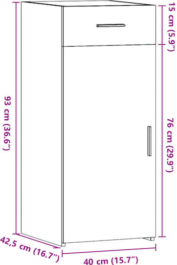 Wohnzimmer Nische aus Spanplatte Grau 40x42.5x93cm