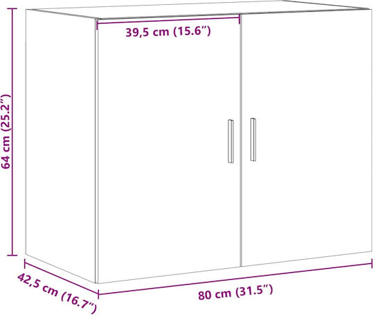 Hängeschrank fürs Wohnzimmer aus Spanplatte Grau 80x42,5x64 cm