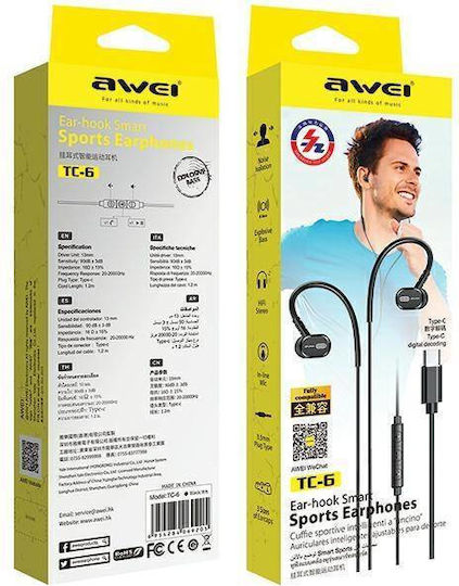 Awei TC-6 Handsfree Ακουστικά με Βύσμα USB-C