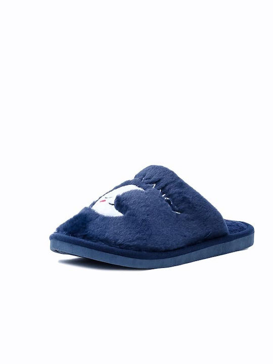 Confly Winter Women's Slippers with fur in Blue color