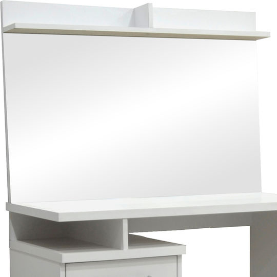 Schminktisch Olympus Hölzern White mit Spiegel 90.5x39.5x75cm