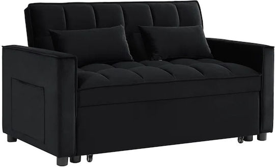 Tempo Двуместен Диван Легло Кадифен Черен 141x98x77см Е998,2