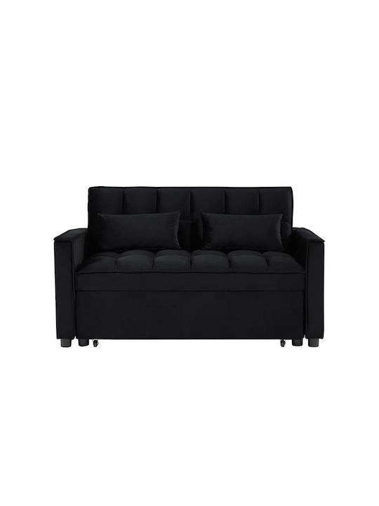 Tempo Doppelsitzer Sofa Bett Samt Schwarz 141x98x77cm E998,2