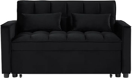 Tempo Двуместен Диван Легло Кадифен Черен 141x98x77см Е998,2