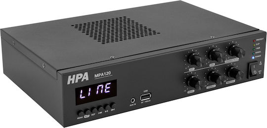 HPA MPA120 HPA Ολοκληρωμένος Ενισχυτής Εγκαταστάσεων 120W/100V και Συνδέσεις USB/Bluetooth MPA120