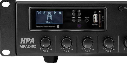HPA HPA MPA240Z Integrat Amplificator comercial 240W/100V și Conexiuni USB/FM/Bluetooth