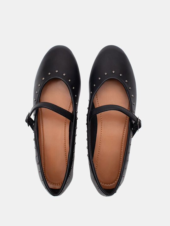 Luigi Synthetic Leather Pointy Ballerinas Black