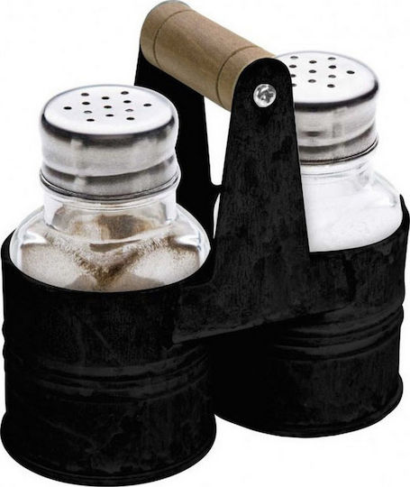 Excellent Houseware Salt and Pepper Set Metallic with Stand Black 3pcs